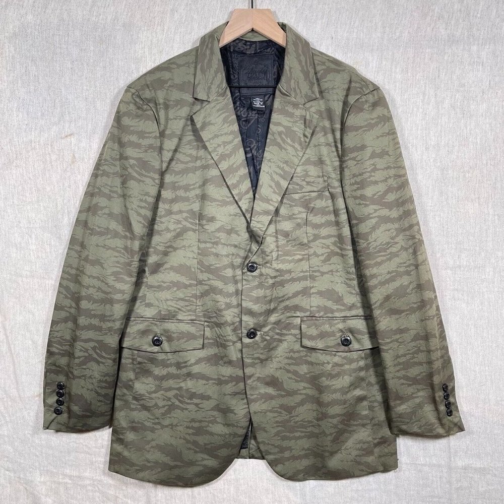 Stussy Holiday 2006 Thorn Camo Sports Coat Blazer Mens size Large in Olive